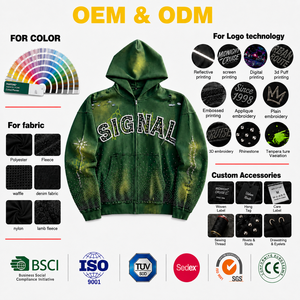<span class=keywords><strong>Felpe</strong></span> Oversize in Cotone con Applicazioni Ricamate Personalizzate, <span class=keywords><strong>Felpe</strong></span> con Cappuccio da Uomo con Strass e Zip, <span class=keywords><strong>Felpe</strong></span> Pesanti con Effetto Vissuto - Product Image 4