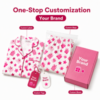 Ensemble de pyjamas de Noël personnalisés roses à col cranté pour toute la famille, en polyester, pour hommes, femmes et enfants, livraison directe, POD, MOQ 1 pièce