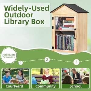 Pequeña Biblioteca de 2 Niveles para Vecindarios, Escuelas Comunitarias, Madera Maciza Resistente a la Intemperie con Estante Ajustable y Bisagras Resistentes a la Oxidación - Product Image 5