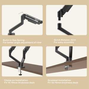 <span class=keywords><strong>Bras</strong></span> de moniteur double 10-30 pouces support d'écran d'<span class=keywords><strong>ordinateur</strong></span> Double <span class=keywords><strong>bras</strong></span> de support de moniteur avec contrepoids de ressort à gaz - Product Image 5