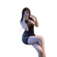Night Fragrance Personalized ODM Cropped Hollow-Out Cleavage-Showing Jacquard Mesh Dress Lingerie Sexy Cutout Sheer Bodycon