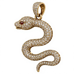 ORELIA LUXE Custom Iced Out Moissanite Letter Pendant <b>Copper</b> Round Brilliant Cut Gold Plated Snake <b>Chain</b> Hip Hop Men's Jewelry - Product Image 1