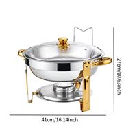Ensemble de réchauds de buffet de luxe en acier inoxydable durable, or et argent, pour la restauration