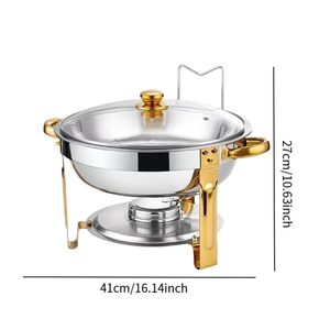 Ensemble de réchauds de buffet de luxe en acier inoxydable durable, <span class=keywords><strong>or</strong></span> et argent, pour la restauration - Product Image 3