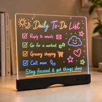 Şeffaf ABS LED Dokunmatik Kontrollü Silinebilir Neon Efektli Mesaj Panosu Pille Çalışan DIY Işıklı Minimalist Çocuk Ofis Dekoru