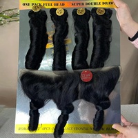 KEMY HAIR 4+1 SDD Paquete de Cabello Humano Remy Súper Doble Trama con Frontal 4*13 Liso Natural Vietnamita para Mujeres Negras