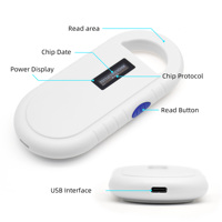 Escáner Portátil de Plástico OLED para Mascotas con Lector de Microchip RFID FDX-B/A, Chip ISO, Etiqueta RFID para Animales, 134.2kHz, 0-3m