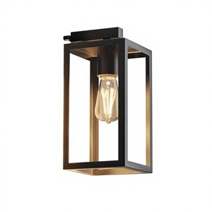 Modern Black Outdoor Wall Lamp Square Aluminum Alloy LED Warm White 2700K Tempered Glass Diffuser Water Proof Garden <b>Lighting</b> - Product Image 4