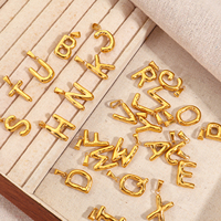 Pendentif en acier inoxydable plaqué or 18 carats PVD, lettres de l'alphabet en forme de ballon, initiales A-Z, accessoires pour la fabrication de bijoux DIY