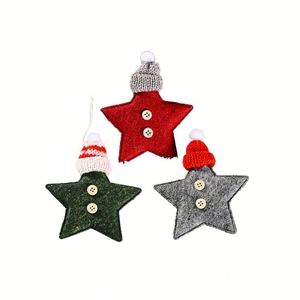 Ornement de Noël en tissu non tissé de haute qualité 2026, étoiles suspendues, pendentifs, bonnets de Père Noël tricotés, cadeau pour enfants pour fêtes à domicile - Product Image 1