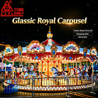 Nouveau design de manège à chevaux en métal et plastique éclairé par LED, pour centre commercial, parc à thème extérieur, amusement