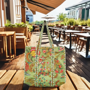 Bolso de mano acolchado para mujer, bolso de hombro de algodón, ecológico, sostenible, bohemio, accesorios para bolso DIY - Product Image 1