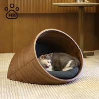 Rumah kucing mainan kayu kustom ramah lingkungan sarang hewan peliharaan semi-tertutup semua musim