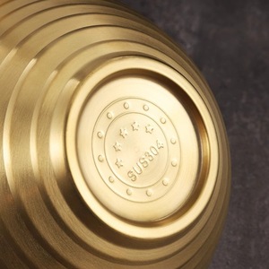 Restaurant Golden <span class=keywords><strong>Ramen</strong></span> Bols Style Coréen 304 En Acier Inoxydable Double Couche Salade Snack Bol De Service pour Udon Pho Pâtes Céréales - Product Image 5