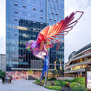 Sculpture d'hirondelle en acier inoxydable Libit, géométrique, pour parc extérieur, point de repère, décoration de jardin, œuvre d'art - Product Image 4