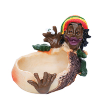 Cenicero Creativo de Resina con Diseño de Cigarro Rasta Jamaicano, Cenicero Portátil Redondo de Bolsillo