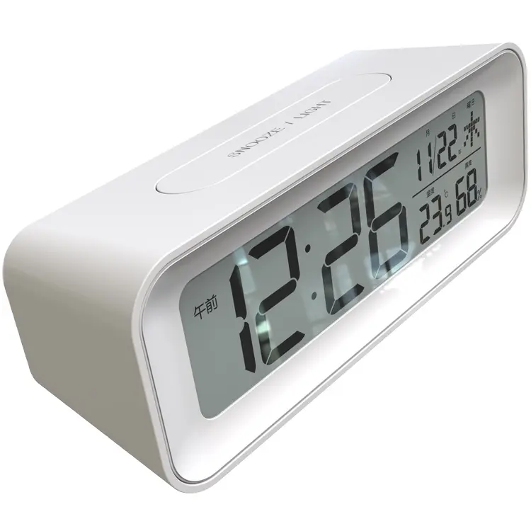 Hot Sale Desktop Table RC Alarm Clock with White Blue Backlight