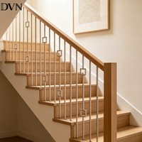Garde-corps d'escalier intérieur DVN, poteaux de balustrade modernes noirs simples/doubles rectangulaires, garde-corps de balcon intérieur en fer forgé
