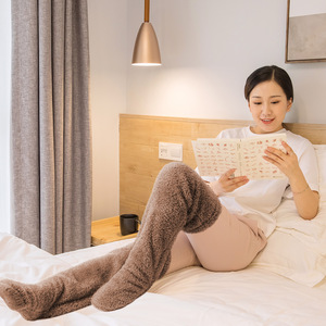 Hơn Đầu Gối Vớ Cao Mờ Sang Trọng Dép Vớ Lông Chân Dài Vẻ Đẹp Chân Đầu Gối Chân Cao Mùa Đông Nhà Ngủ Vớ - Product Image 6