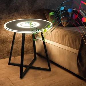 Dropshipping Multi function smart home light large round coffee table touch screen tampered glass bedside coffee table