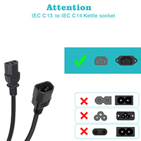 Ekstensi kabel pendek 0.5m C13 C14 0.75mm 2/3C,iec c13 ke c14 kabel ekstensi daya 18awg 1m 3m 5m