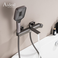 Aideal Salle de bain 2 fonctions Pistolet de douche brossé Baignoire en métal Mélangeur chaud et froid Ensemble Système de douche