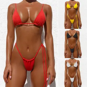 Bikinis Mujer joven sexy traje de baño nueva moda modelo de etiqueta personalizada traje de baño