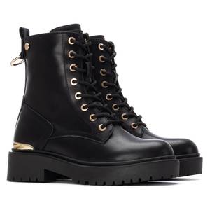Xti Combat <b>Boots</b> Black Leather Lace Up Chunky Sole Women's Ankle <b>Boots</b> - Product Image 4