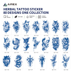 Pegatinas de Tatuajes Herbales Semipermanentes, 80 Diseños, 110x180mm, Venta al por Mayor - Product Image 3