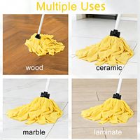 Serpillère lavable pour le nettoyage des sols, avec fil de coton synthétique, manche en aluminium, système d'essorage par basculement, serpillère jaune pour usage domestique
