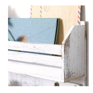 <span class=keywords><strong>Étagère</strong></span> de rangement murale rustique en bois Paulownia avec 6 crochets à clés en métal - Product Image 5