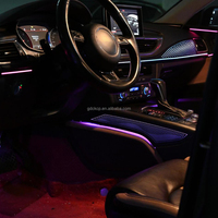 Lumière d'ambiance dynamique Symphony pour Audi A6 A6L C7 2012-2018, motif fibre de carbone, lampe d'ambiance intérieure pour portières et tableau de bord, mise à niveau