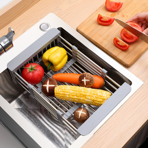Escurridores ajustables de acero inoxidable <span class=keywords><strong>para</strong></span> <span class=keywords><strong>fregadero</strong></span>, organizador de cocina, estante de secado de platos, soportes de almacenamiento, <span class=keywords><strong>cesta</strong></span> extensible <span class=keywords><strong>para</strong></span> almacenamiento de cuencos - Product Image 6