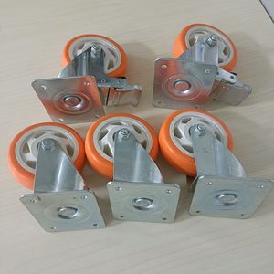ล้อเลื่อนสำหรับเครื่องทำความเย็นอุตสาหกรรม สีส้ม ขนาด 4 นิ้ว พร้อมแผ่นยึดโลหะ สำหรับเครื่องทำความเย็นแบบตั้งพื้น พร้อมคุณสมบัติเสียงรบกวนต่ำ - Product Image 2