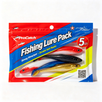 Sacs personnalisés imprimés pour vers de pêche, pochettes d'emballage en aluminium pour appâts souples en plastique avec fenêtre transparente