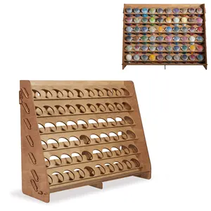 Wooden Paint Rack Organizer with 60 Holes for Miniature Paint Set Wall-mounted Wood Craft Painting Storage Display Holder Rack