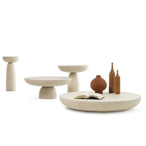 Mesa Auxiliar Redonda <span class=keywords><strong>de</strong></span> Cemento y Magnesio para Decoración del Hogar, Estilo Wabi-sabi, Diseño <span class=keywords><strong>de</strong></span> Alta Gama - Product Image 1