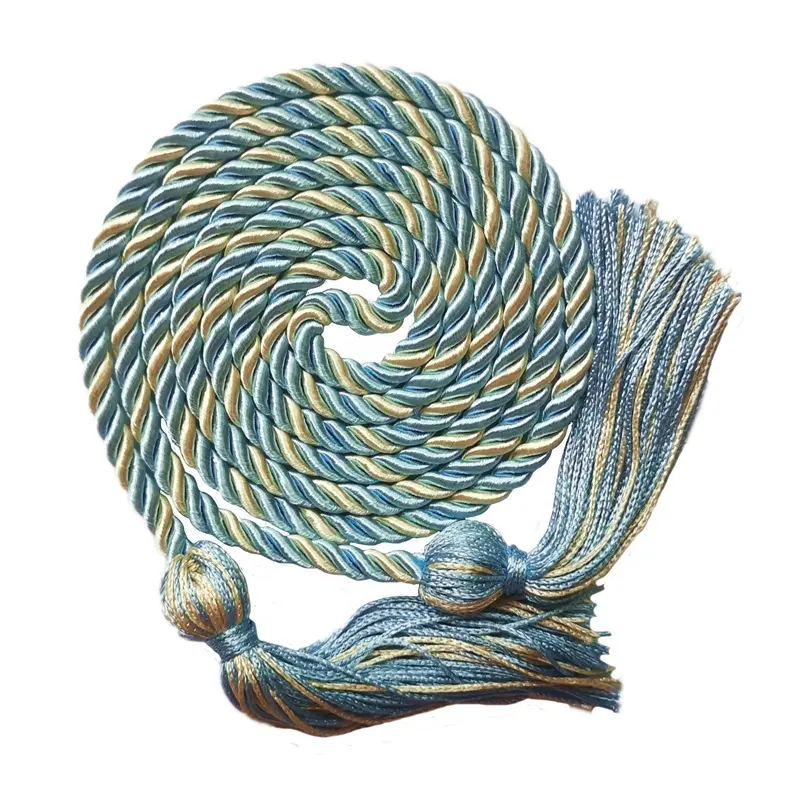 Light blue/light gold two-color braided graduation cords graduation cord graduation honor cords