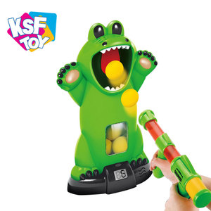 kids indoor playing funny shooting game toy crocodile shaped design safe EVA foam soft ball gun with counter - Product Image 5