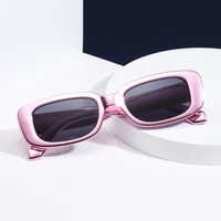 Lunettes de soleil vintage populaires de style INS, petites, rectangulaires, ovales, chromées, pour hommes et femmes, avec support de logo personnalisé