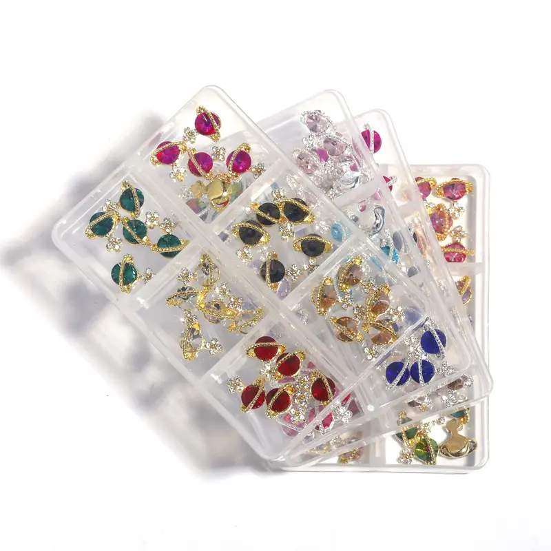 newest 3D Shiny Diamond Alloy Jewelry Snake Pearl Flowers AB Stone Fancy Gems Muti Size Shape Nail Art Rhinestone Decorations
