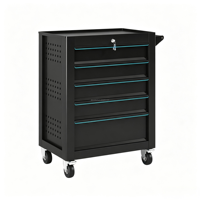Armoire à roulettes robuste en acier inoxydable à 5 tiroirs avec outils - Chariot à outils OEM (307 pièces)