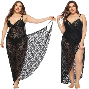Vestido playero personalizado de una pieza para mujer, vestido playero Sexy de encaje, talla grande, color negro, <span class=keywords><strong>2022</strong></span> - Product Image 1
