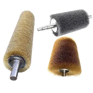 Customized Industrial Rust Removal Cylindrical Brass Steel Wire Brush Roller for Polishing