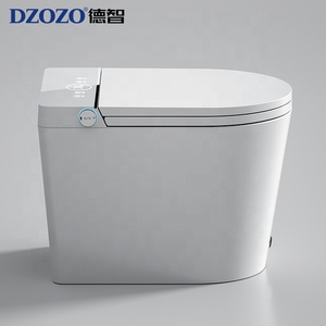 WC intelligent en céramique à poser au sol avec télécommande, chasse d'eau à jet siphonique, économie d'eau, siphon en P, siège chauffant, siphon en S allongé - Product Image 2
