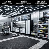 Système de rangement modulaire pour garage avec éclairage hexagonal LED et plancher en grille |   Pack de revendeur professionnel