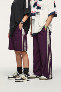 Hot Selling Custom Logo <strong>Men</strong> Patchwork Quick Dry <strong>Shorts</strong> <strong>Joggers</strong> Striped Wide <strong>Leg</strong> Pants Causal <strong>Men</strong> Sweatpants - Product Image 2