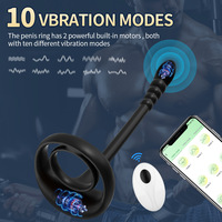 Vibrador de anillo de pene con Control remoto por aplicación, masajeador de próstata masculino, retardante de eyaculación, anillo para pene, tapón Anal, juguete sexual para hombres y adultos