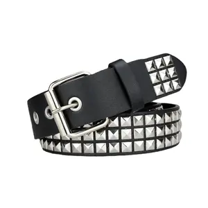 Châu Âu Và Mỹ Unisex Tùy Chỉnh Phụ Nữ Người Đàn Ông Đen Studded Vành Đai Punk Rock Đinh Tán Vành Đai Grommet PU Da Vành Đai