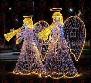 3D ha condotto la scultura di modellazione di illuminazione dell'angelo illuminata motivo del segno di buon natale decorazione commerciale delle luci di natale - Product Image 3